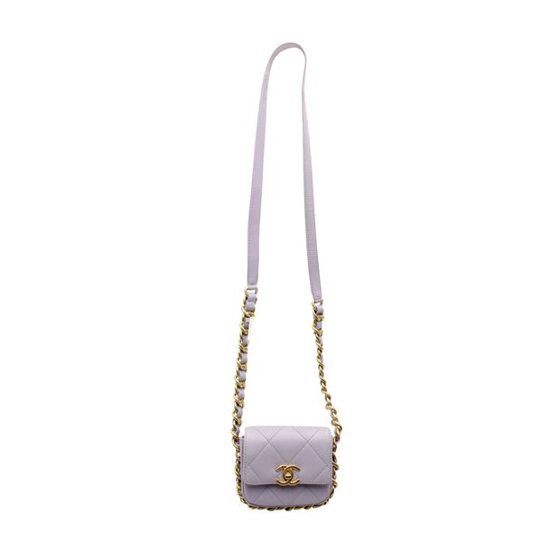 CHANEL Mini Framing Chain Flap Bag in Purple Leather