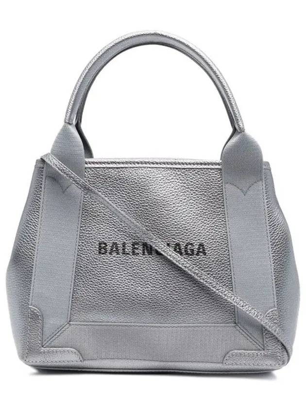 Luxury Balenciaga  Navy Cabas XS Leather Tote Bag Grey