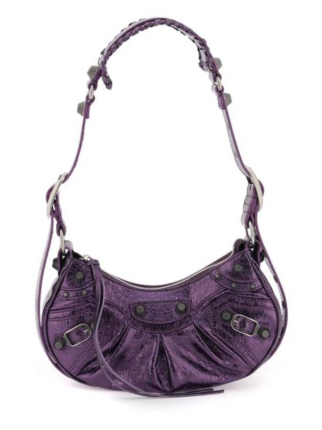 Luxury Balenciaga  Metallic Le Cagol XS Lambskin Shoulder Bag Purple