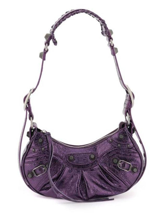Luxury Balenciaga  Metallic Le Cagol XS Lambskin Shoulder Bag Purple