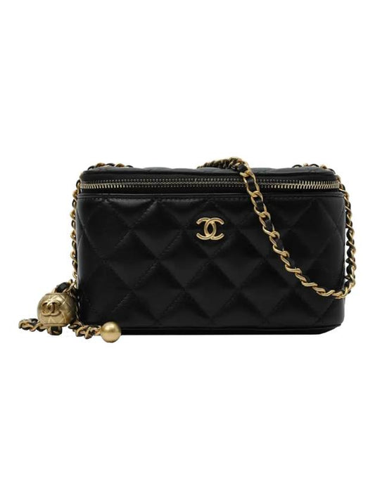 Chain Golden Ball Vanity Small Lambskin Cross Bag Black Chanel