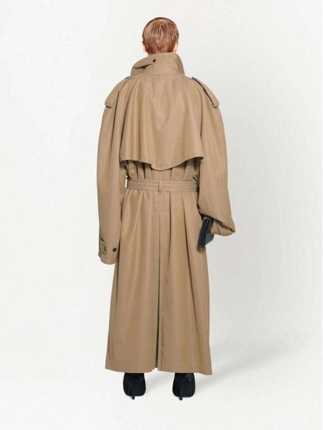Luxury Balenciaga  Women's Oversized Shoulder Tab Trench Coat Beige