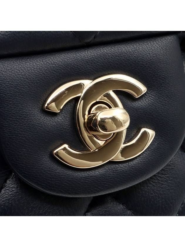 Dark Navy Lambskin CC Logo Champagne Gold Chain Classic New Mini Flap Shoulder Bag 29th A69900 Chanel