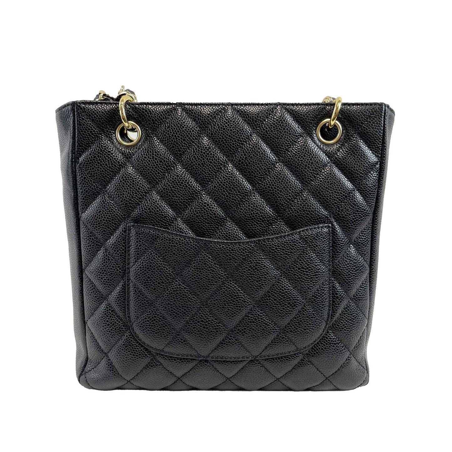 CHANEL Excellent Petite Shopping Tote Caviar PST 2016 Black Handbag