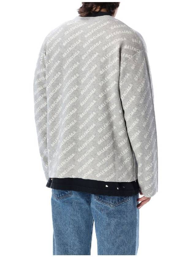 Luxury Balenciaga  All-Over Logo Cardigan Grey