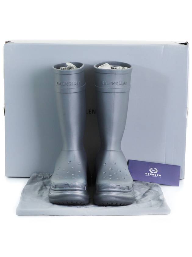 Luxury Balenciaga  42 BB x Crocs Men s Clog Logo Rubber Boots Gray