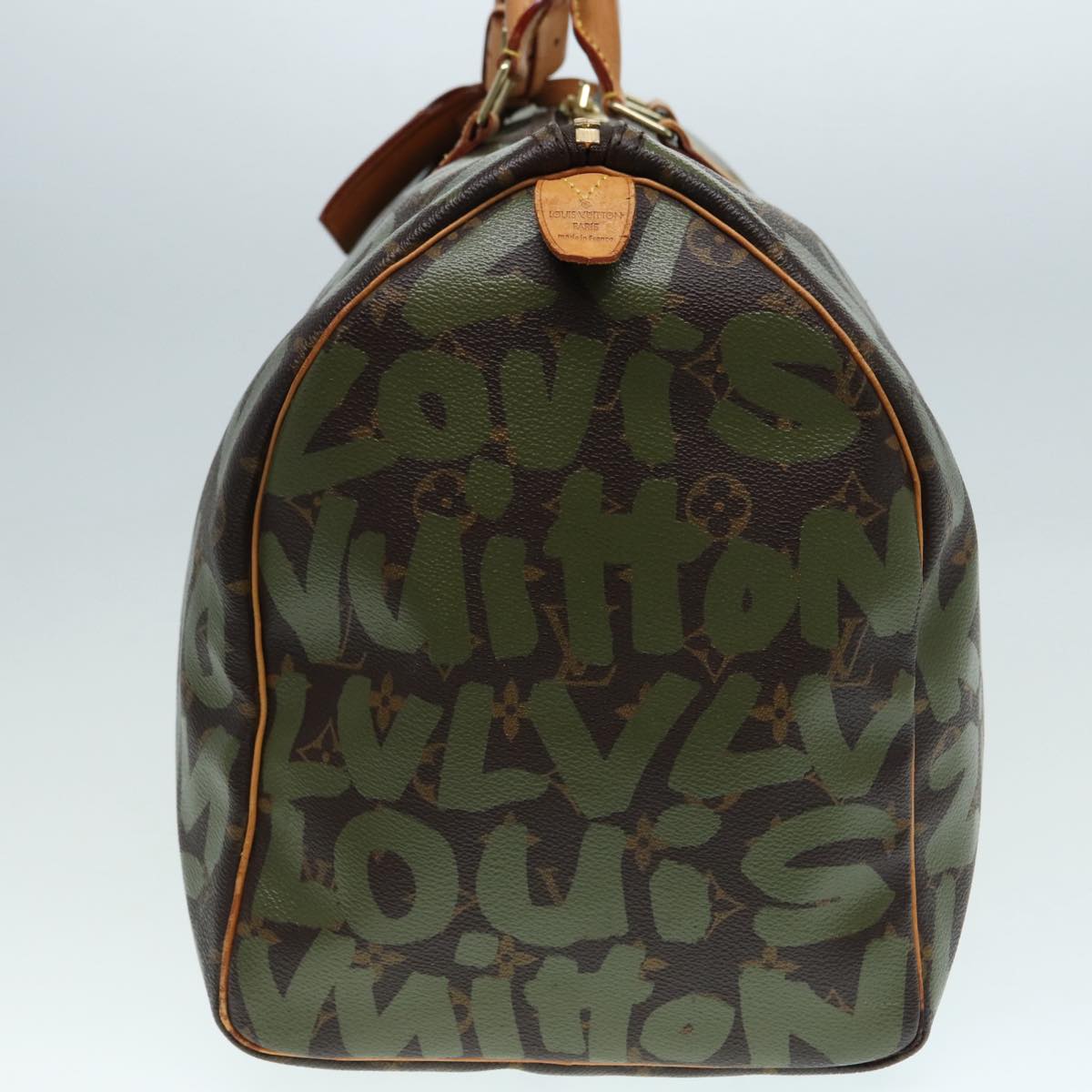 LOUIS VUITTON Monogram Graffiti Keepall 50 Boston Bag Khaki M92196 Auth 85405