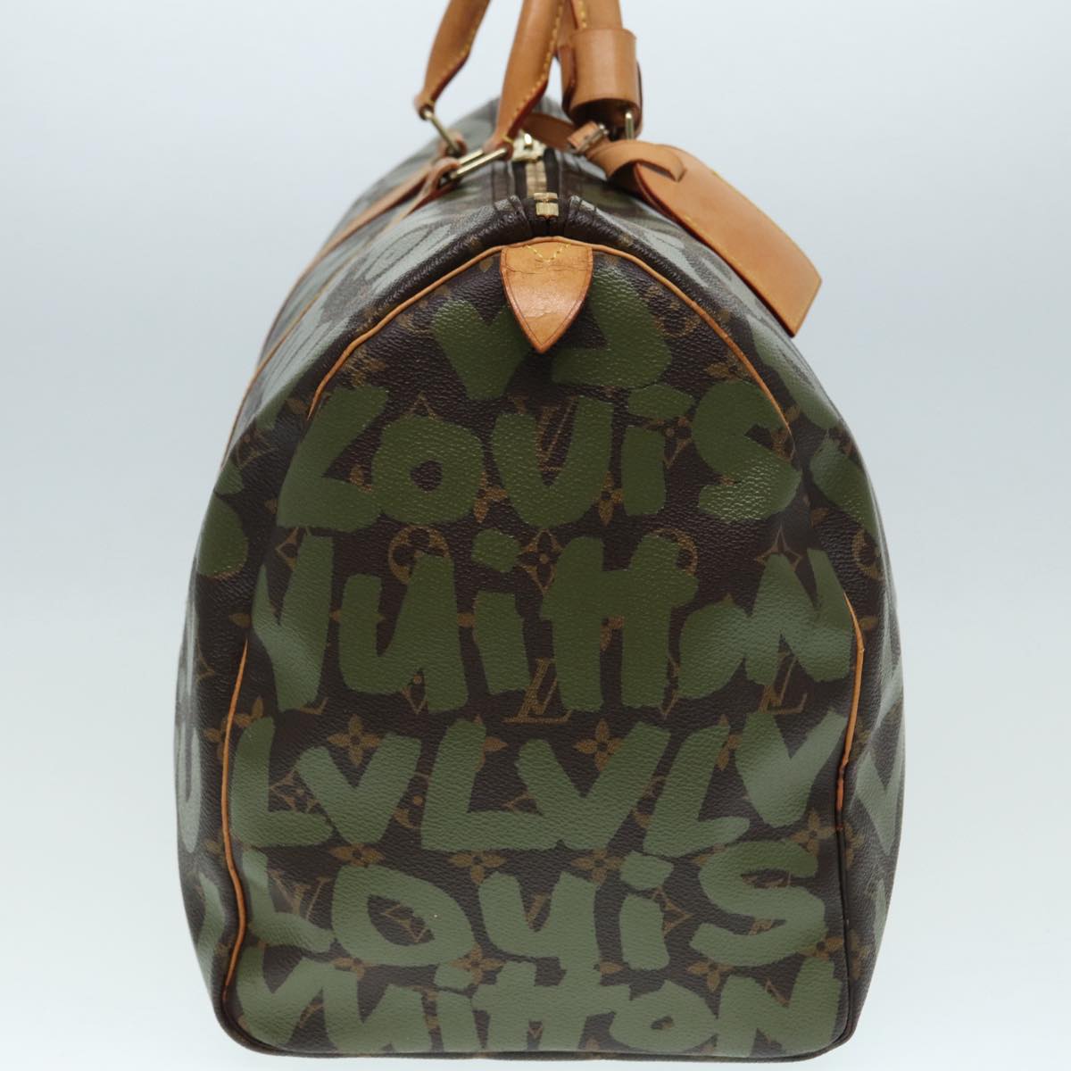 LOUIS VUITTON Monogram Graffiti Keepall 50 Boston Bag Khaki M92196 Auth 85405
