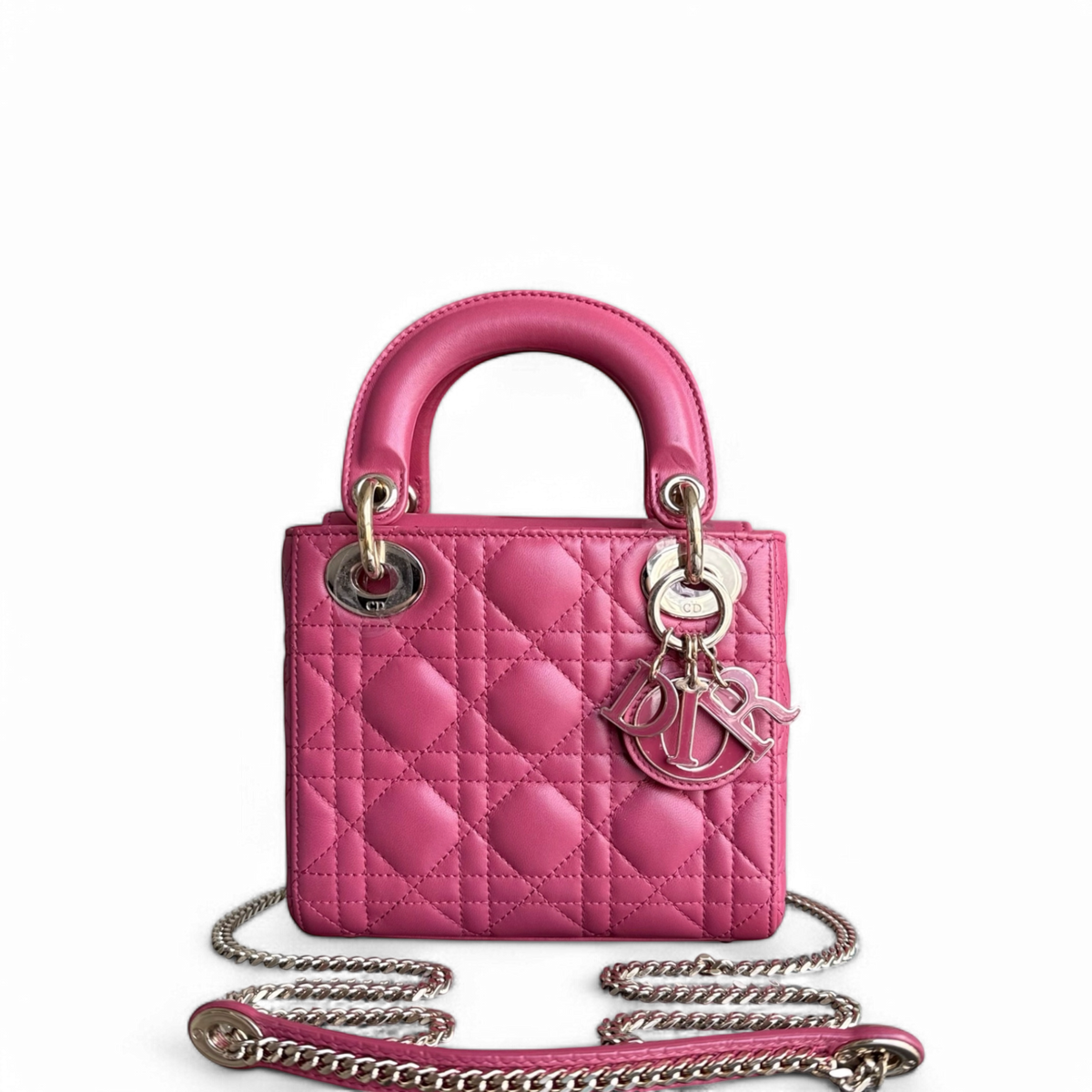 Dior Lady Mini - New Version All Pink Cannage Flap Bag Gold Hardware