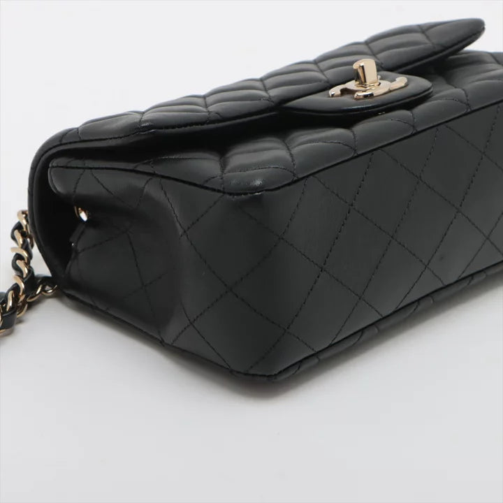 Chanel Mini Classic Flap 20 Quilted Lambskin Black Gold Hardware