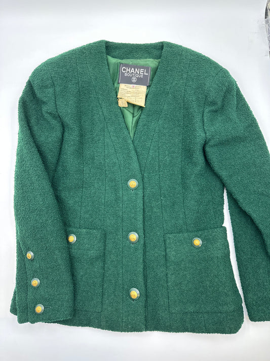 CHANEL 93A GREEN TWEED JACKET DXBK0289