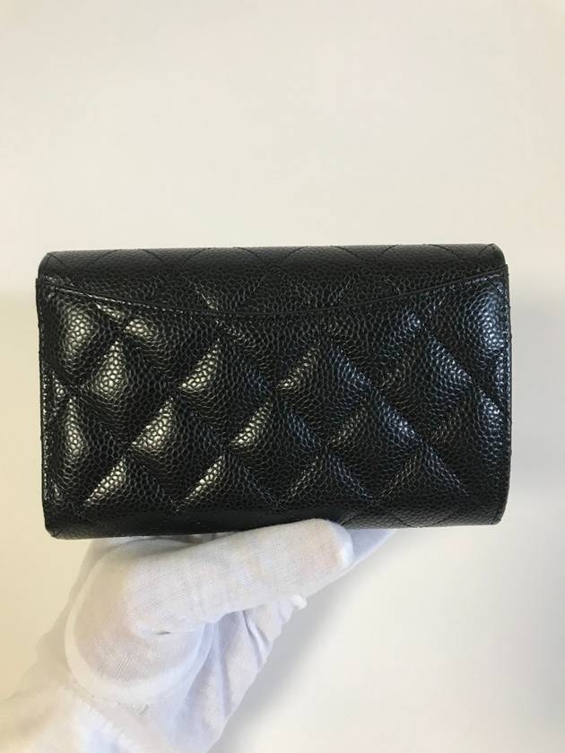 Classic medium wallet black caviar silver plate AP0232 Chanel