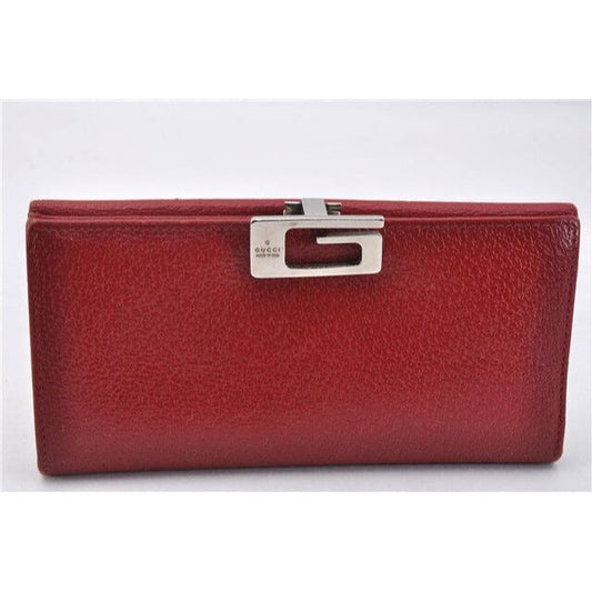 Gucci red leather wallet w square silver G clasp