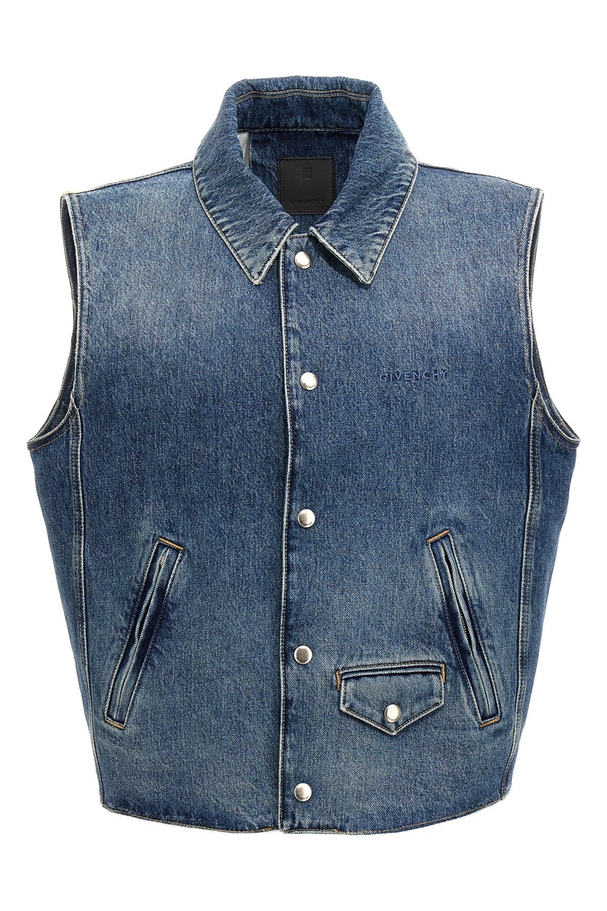 Givenchy Men Logo Embroidery Denim Vest