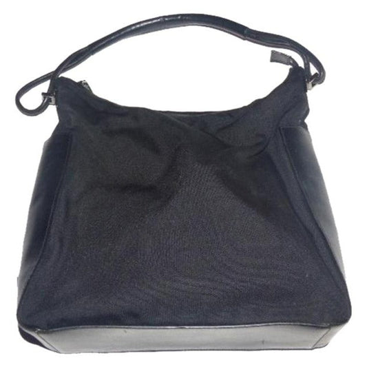 Gucci New Black Leather Nylon Fabric Shoulder Bag