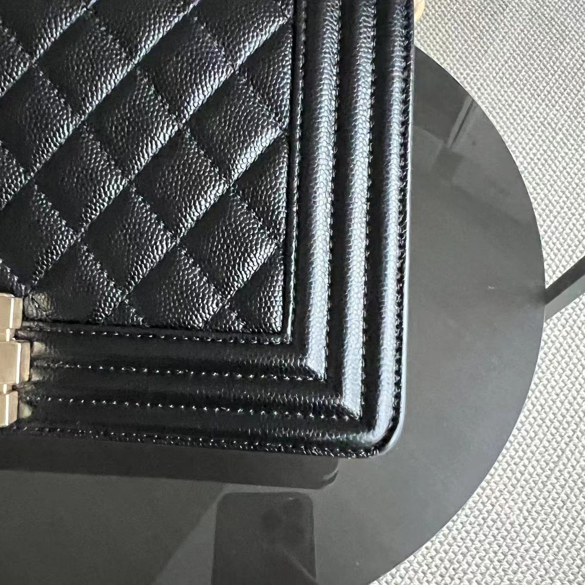 Caviar Boy Medium 25CM Quilted Black Golden Hardware Series 28