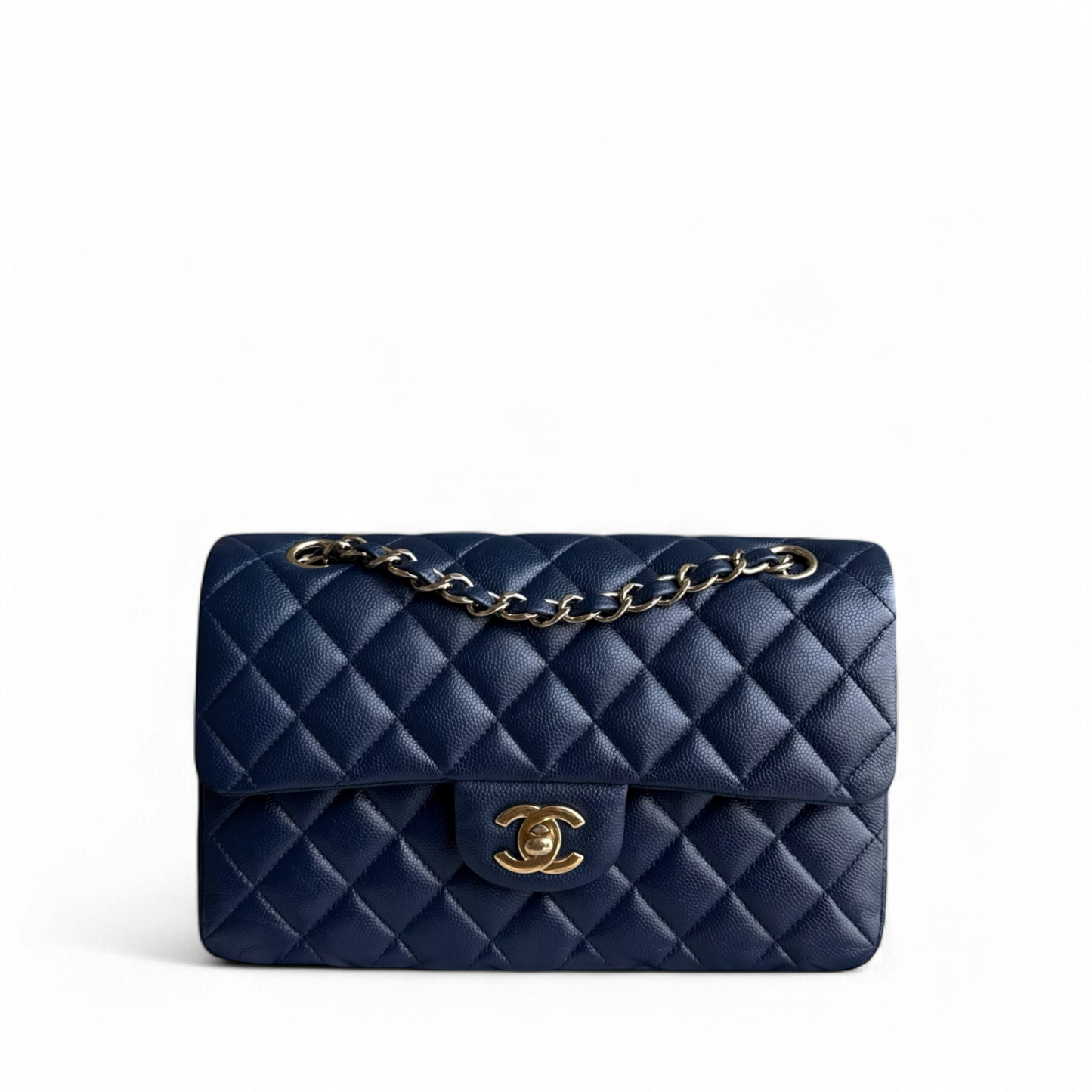 Chanel Classic Flap Small - Caviar 23CM Quilted Dark Blue Gold Hardware Series 24
