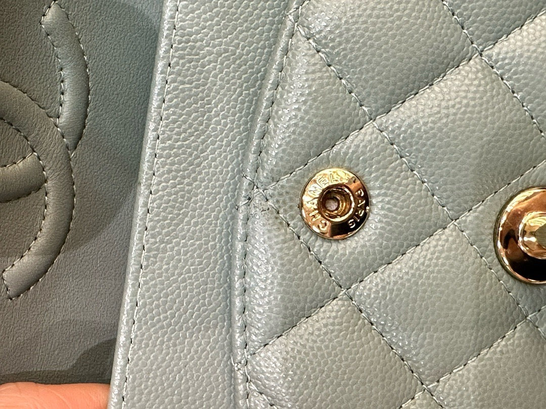 Chanel Small Caviar Quilted Double Flap Dark Green 22C