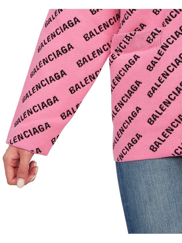 Luxury Balenciaga  All-Over Logo Cardigan Pink