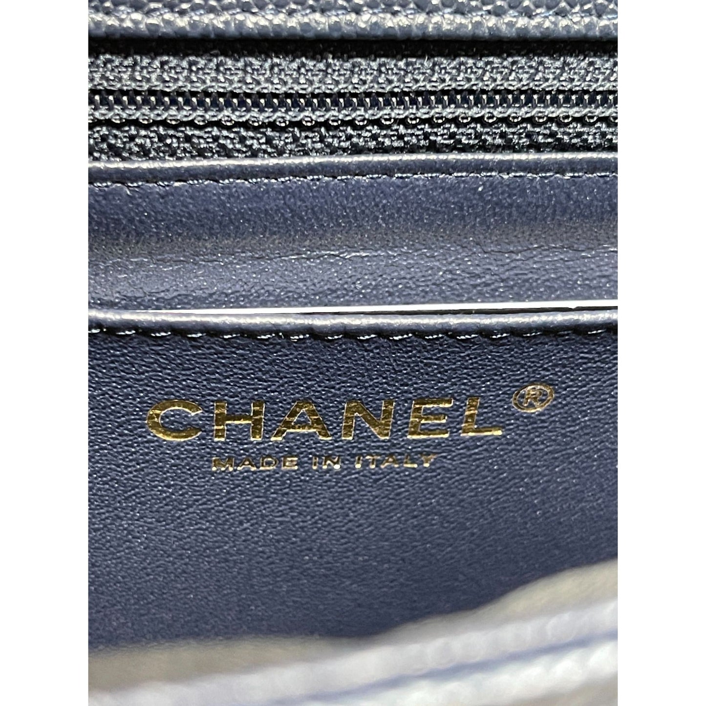 CHANEL Chanel Caviar Quilted Mini Rectangular Flap - Dark Blue
