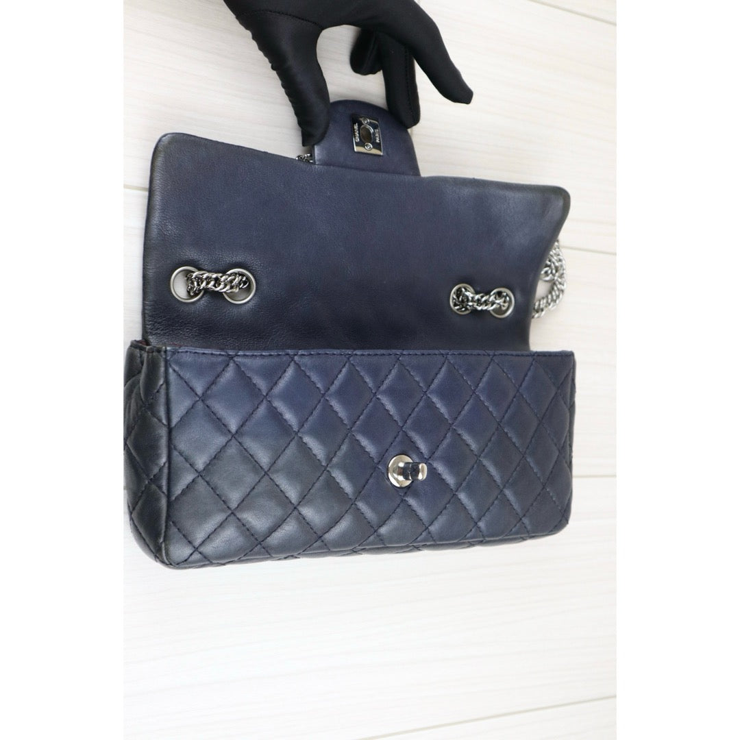 Fair ( Rank B) ｜ CHANEL Calf Leather Flap  Shoulder Bag Dark Blue Made In 2008～2009Year ｜J25060508