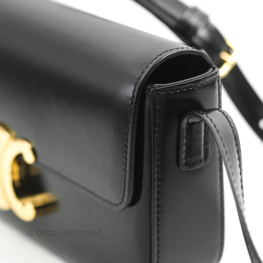 Celine Triomphe Shoulder Bag Black Calfskin