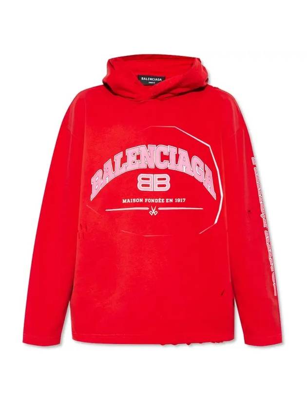 Luxury Balenciaga  BB Logo Hoodie Red
