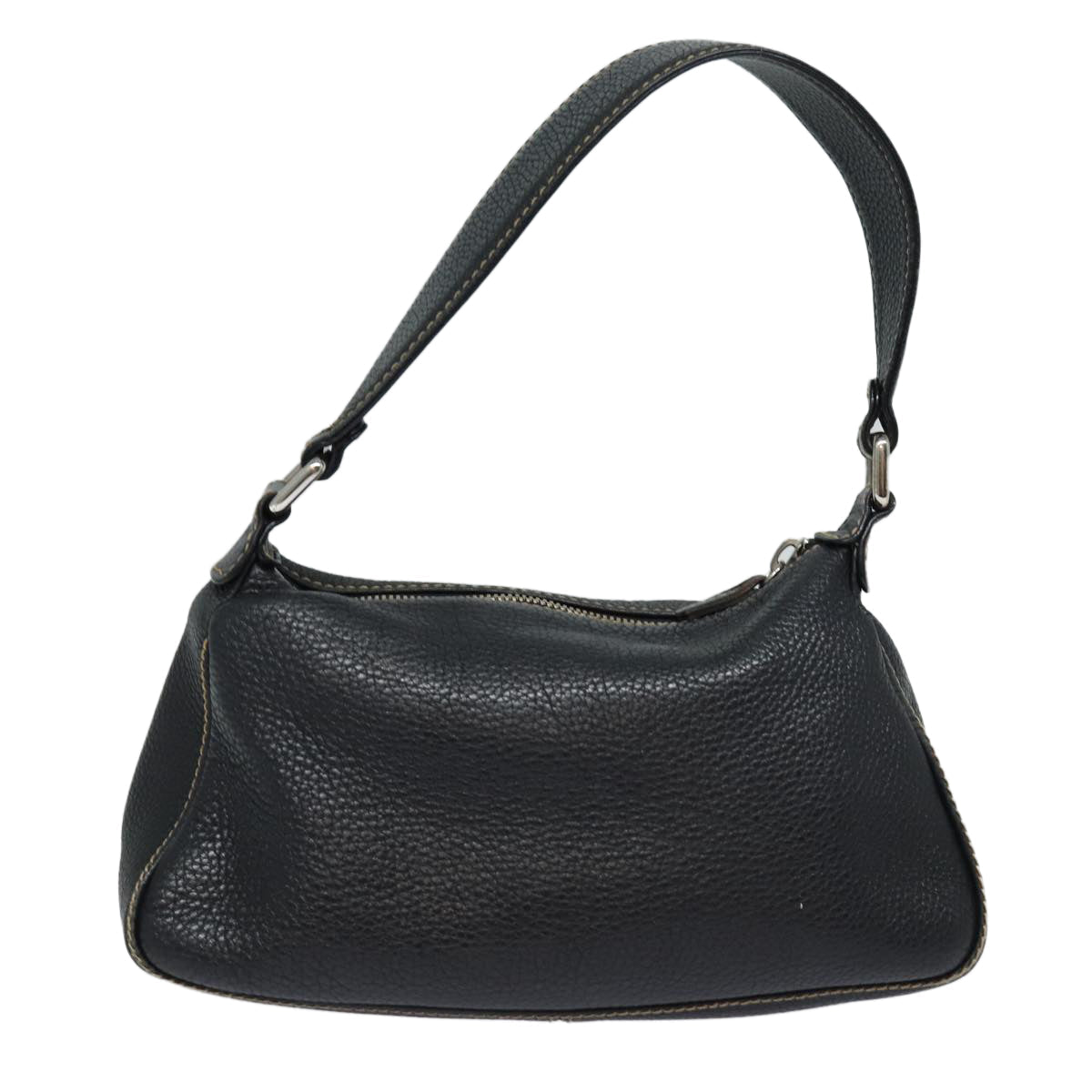 CHANEL Shoulder Bag Leather Black Silver CC Auth 87033