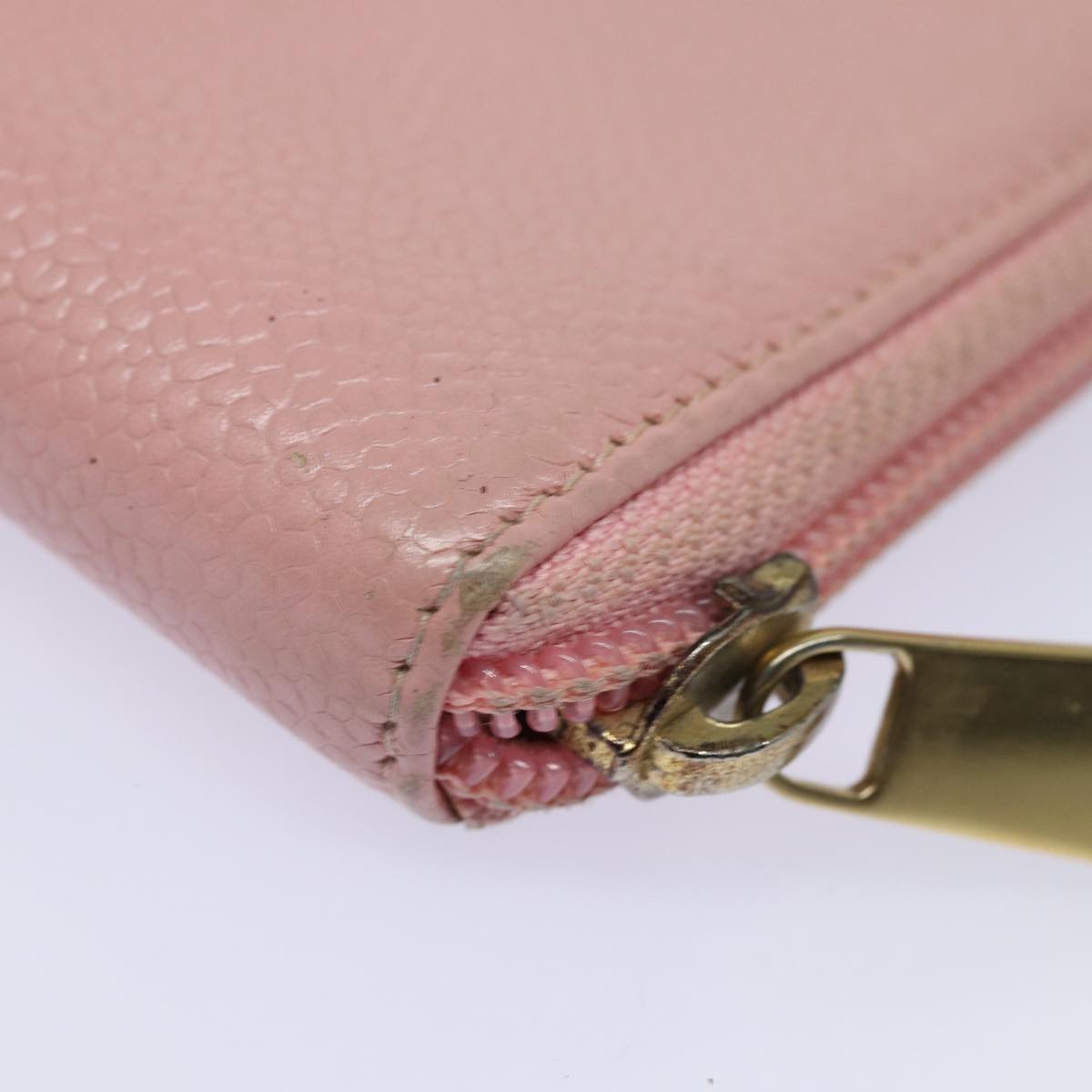 Top Quality Chanel COCO Mark Long Wallet Caviar Skin Pink Gold CC Auth 87035