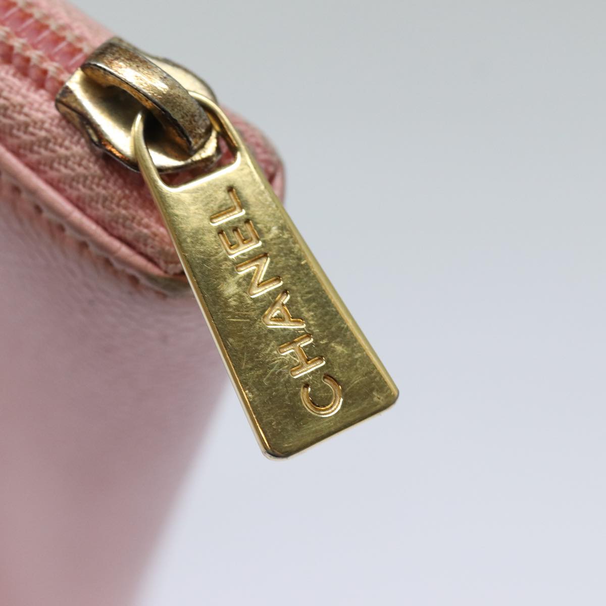 Top Quality Chanel COCO Mark Long Wallet Caviar Skin Pink Gold CC Auth 87035