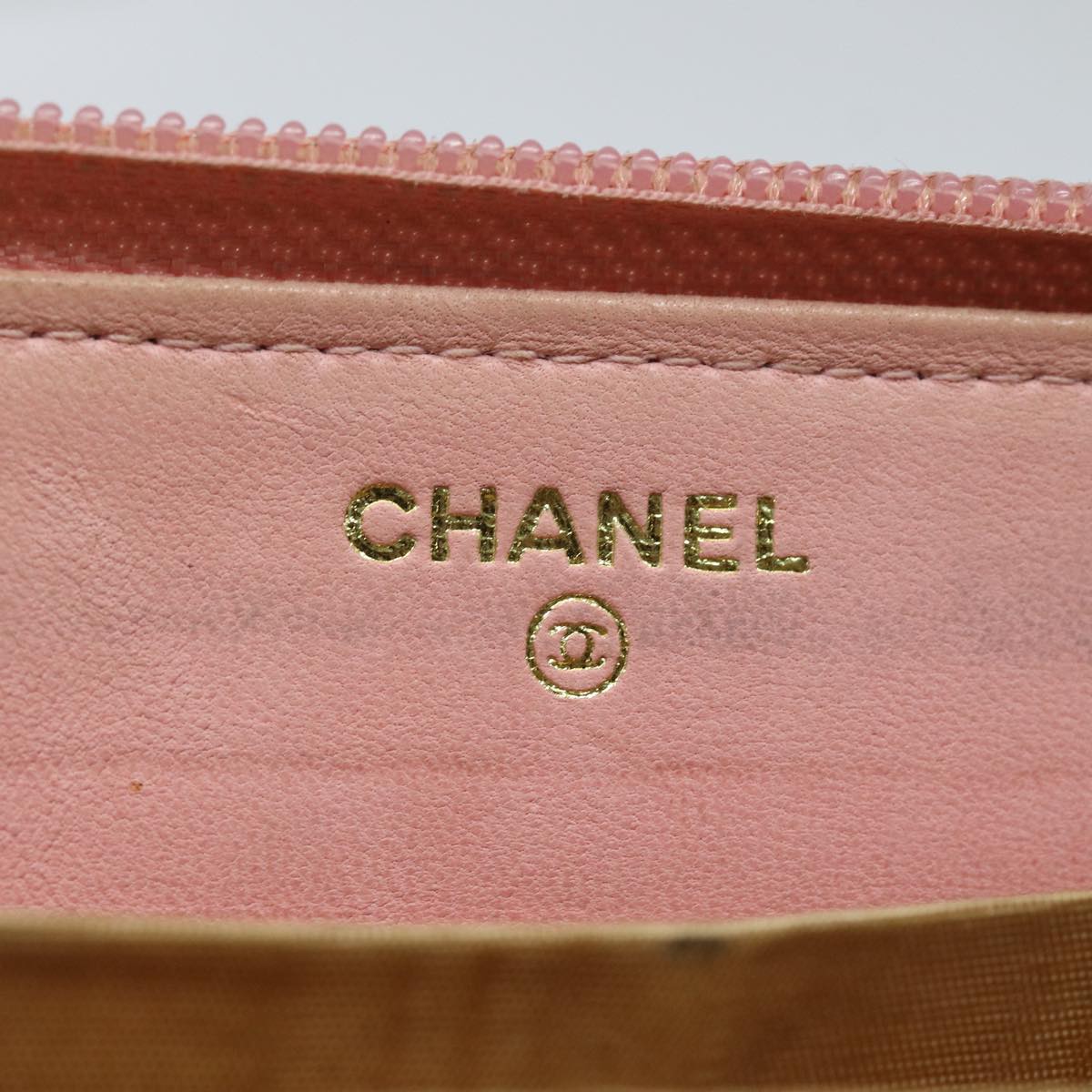 Top Quality Chanel COCO Mark Long Wallet Caviar Skin Pink Gold CC Auth 87035