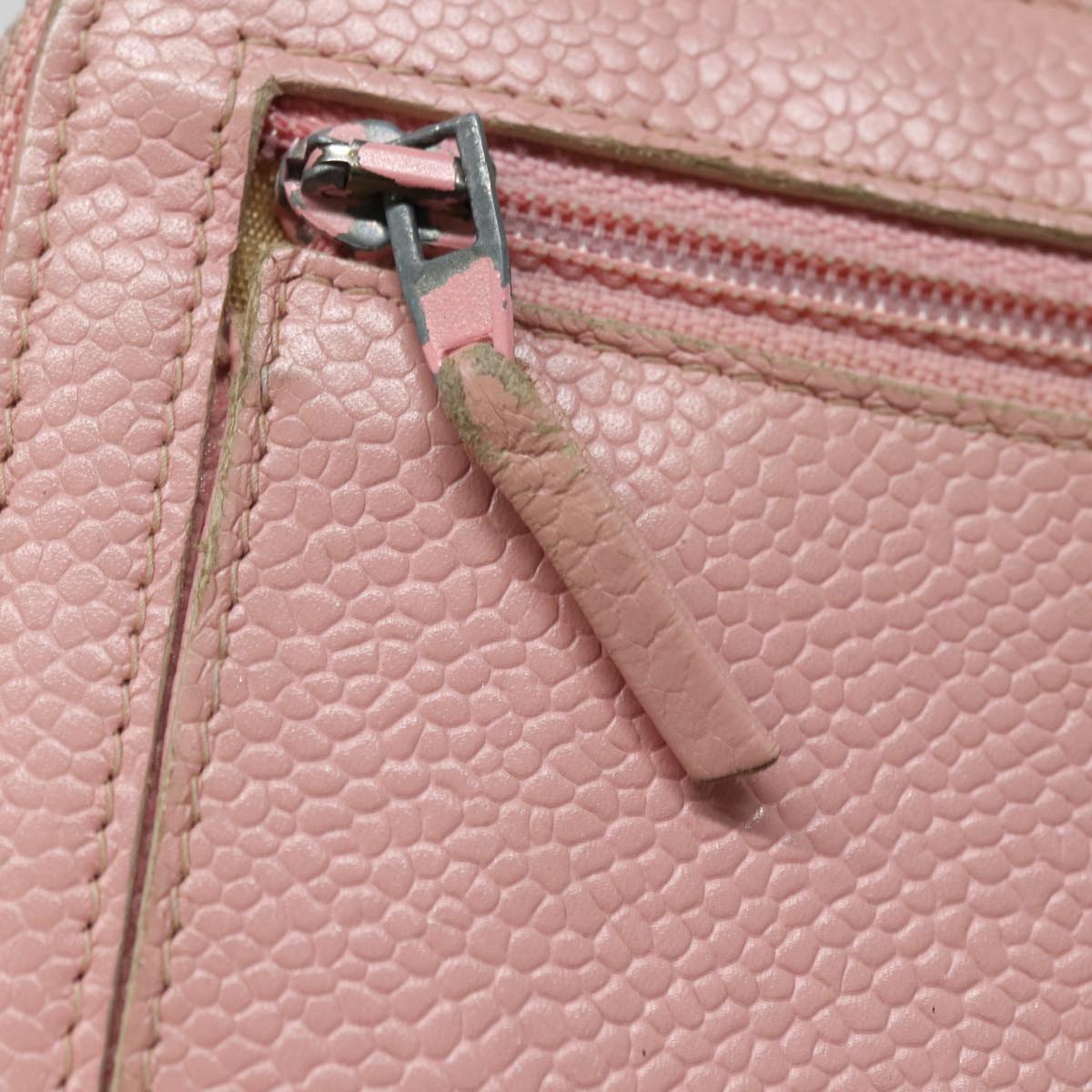 Top Quality Chanel COCO Mark Long Wallet Caviar Skin Pink Gold CC Auth 87035