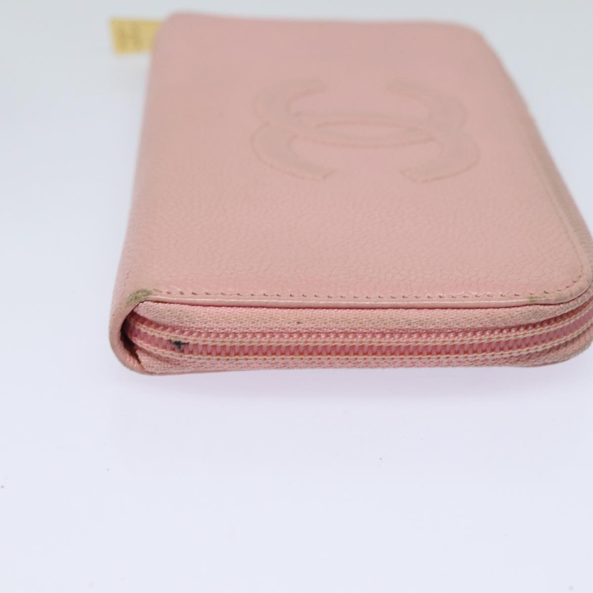 Top Quality Chanel COCO Mark Long Wallet Caviar Skin Pink Gold CC Auth 87035