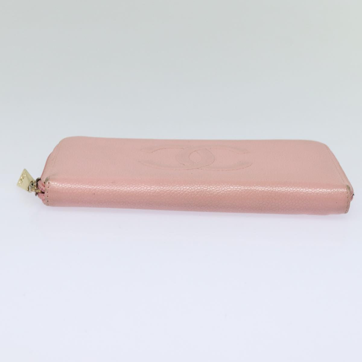 Top Quality Chanel COCO Mark Long Wallet Caviar Skin Pink Gold CC Auth 87035