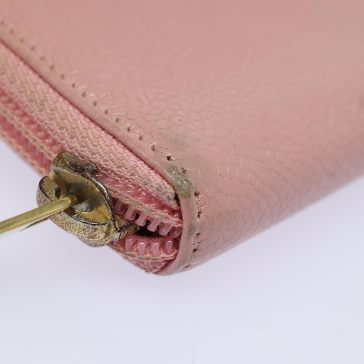 Top Quality Chanel COCO Mark Long Wallet Caviar Skin Pink Gold CC Auth 87035