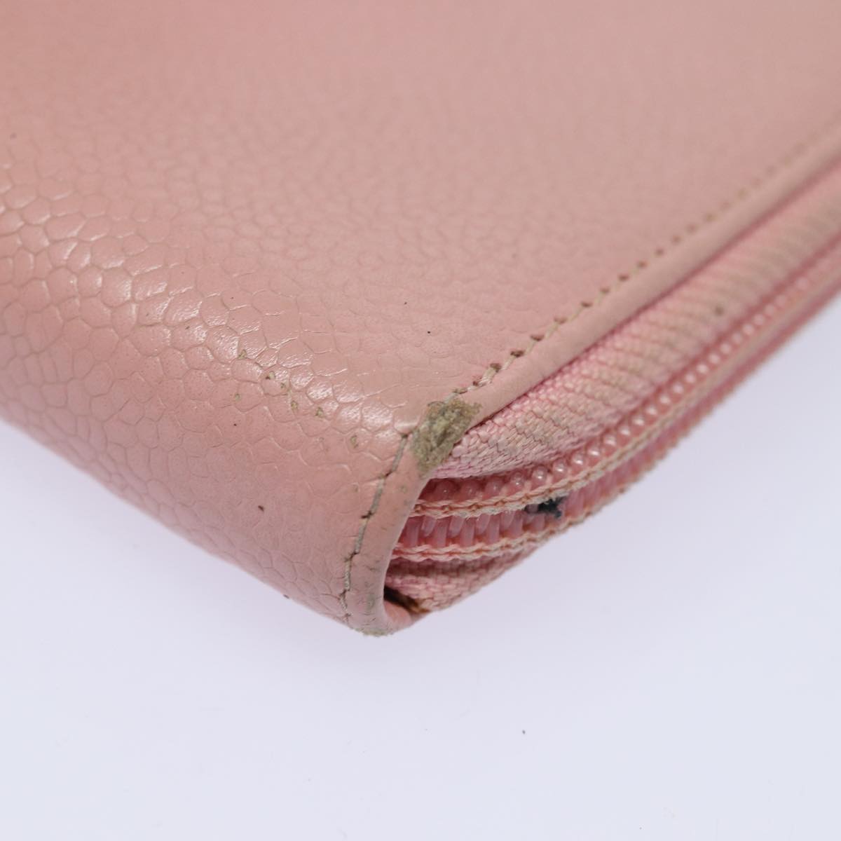 Top Quality Chanel COCO Mark Long Wallet Caviar Skin Pink Gold CC Auth 87035