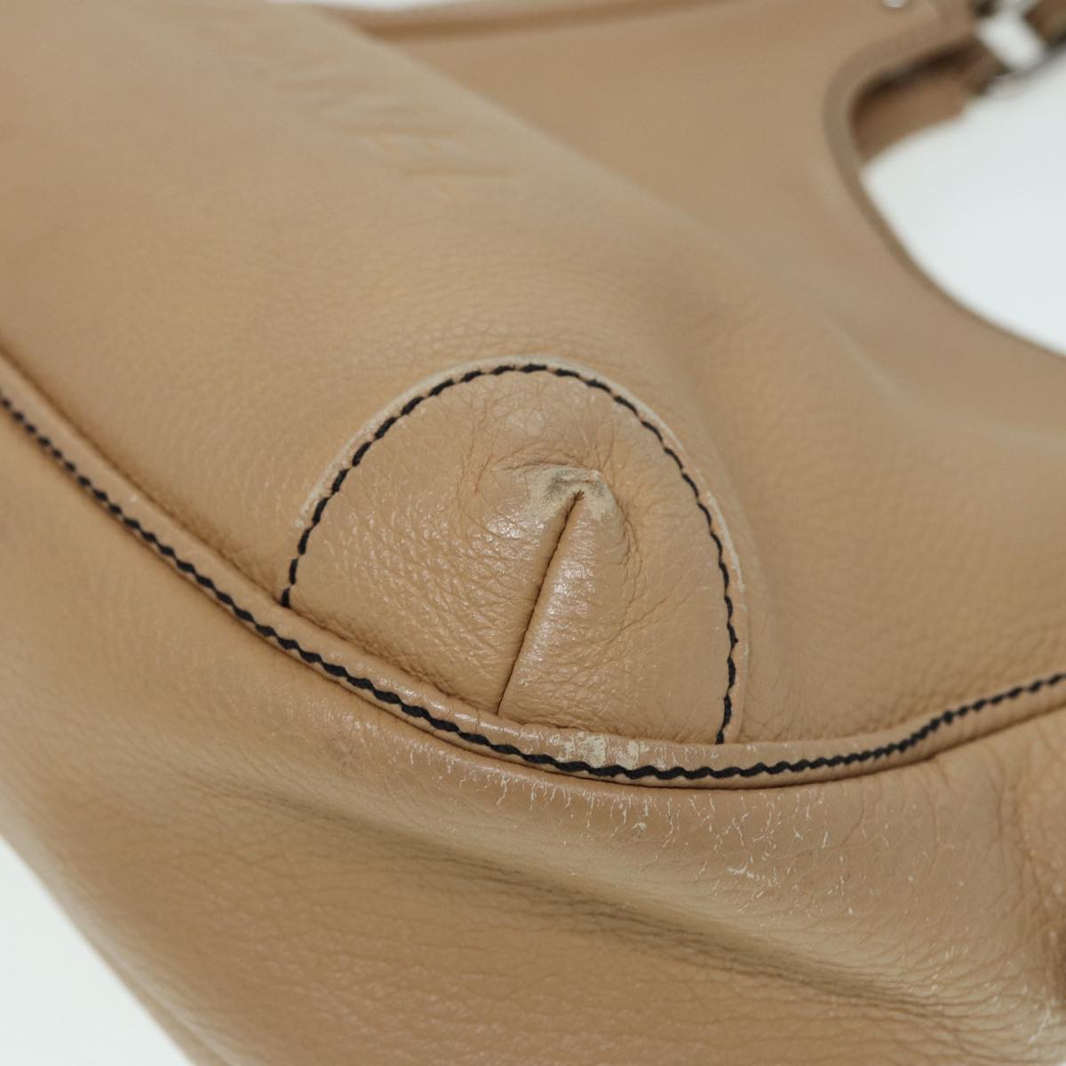 Top Quality Chanel Fringe Hand Bag Leather Beige CC Auth 87088