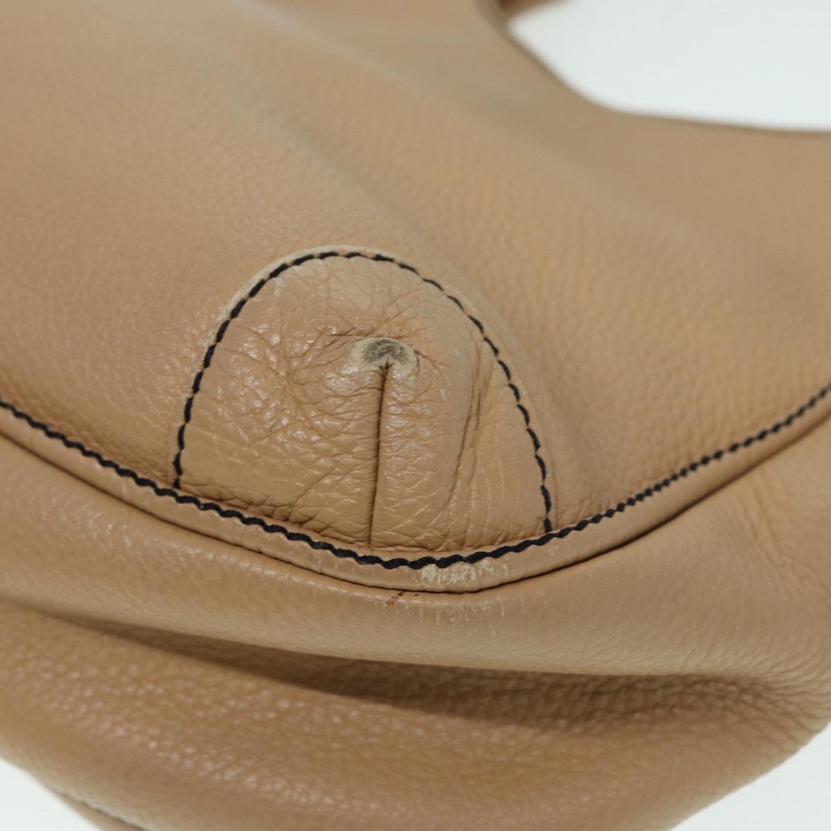 Top Quality Chanel Fringe Hand Bag Leather Beige CC Auth 87088