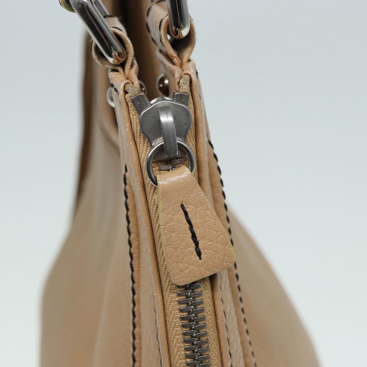 Top Quality Chanel Fringe Hand Bag Leather Beige CC Auth 87088