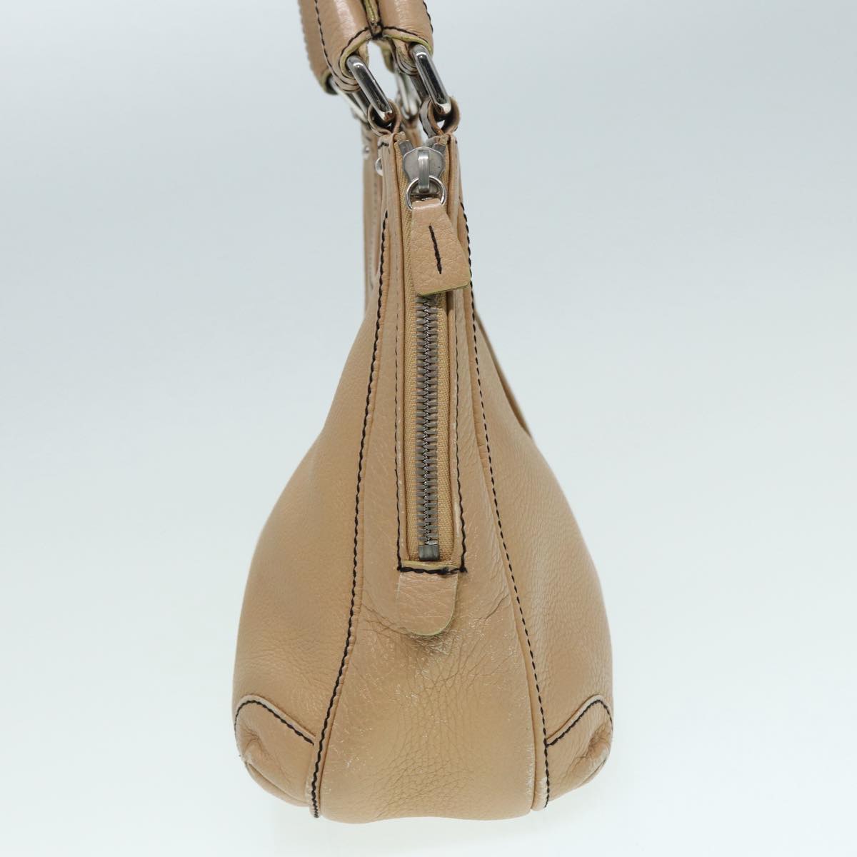 Top Quality Chanel Fringe Hand Bag Leather Beige CC Auth 87088