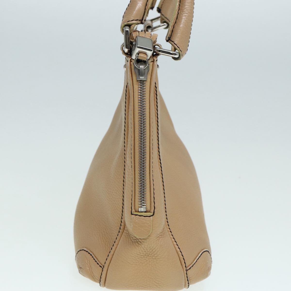 Top Quality Chanel Fringe Hand Bag Leather Beige CC Auth 87088