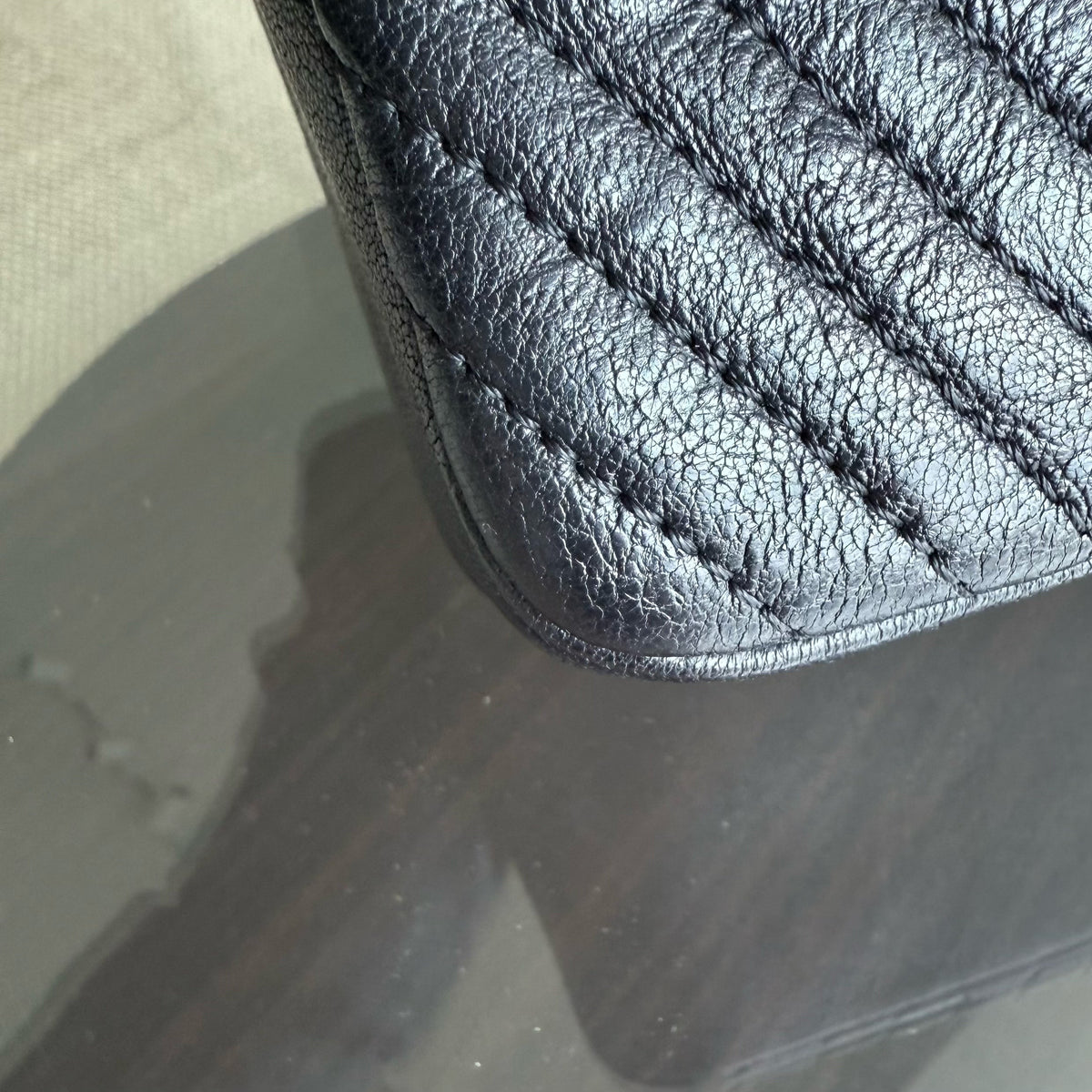 Chanel Seasonal Flap Surpique CC Herringbone Medallion Medium - 25CM Flap Chevron Goatskin Black Gold Hardware Series 20