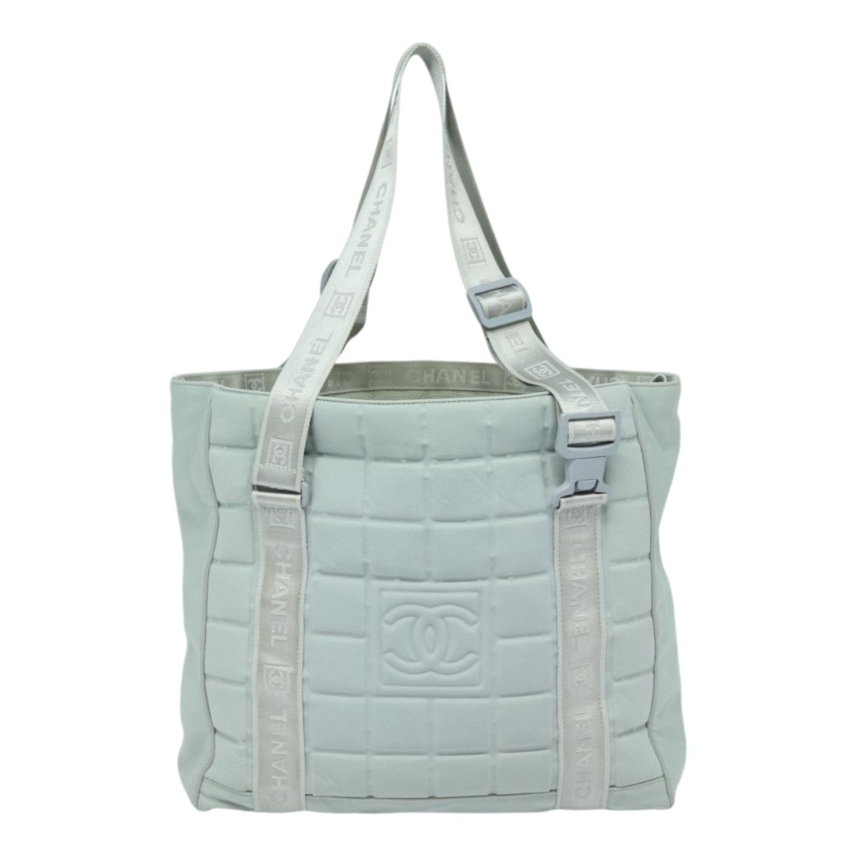 CHANEL Sports Tote Bag Nylon Gray CC Auth 87271