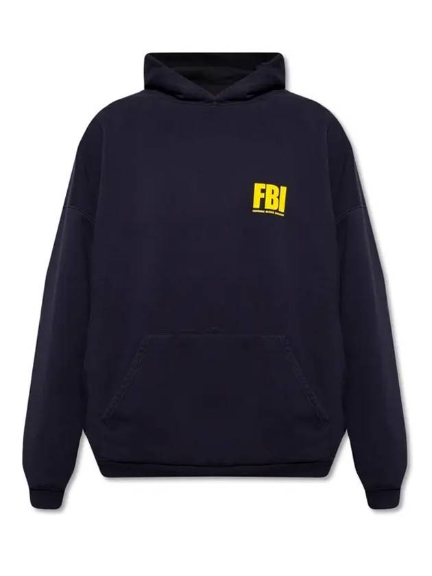 Luxury Balenciaga  FBI Logo Reversible Hoodie Navy