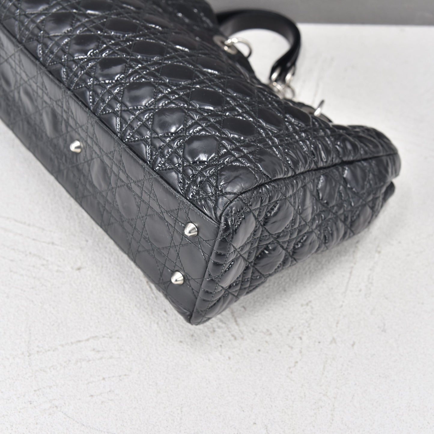 Cannage Patent Leather Shopping Tote