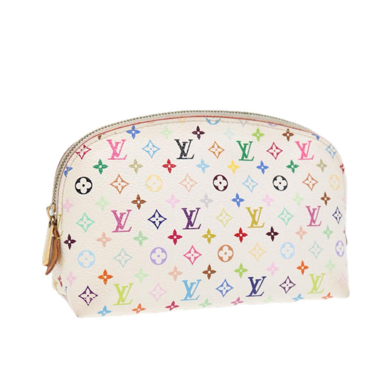 LOUIS VUITTON Multicolor Pochette Cosmetic PM Pouch White M47354 LV Auth 87359