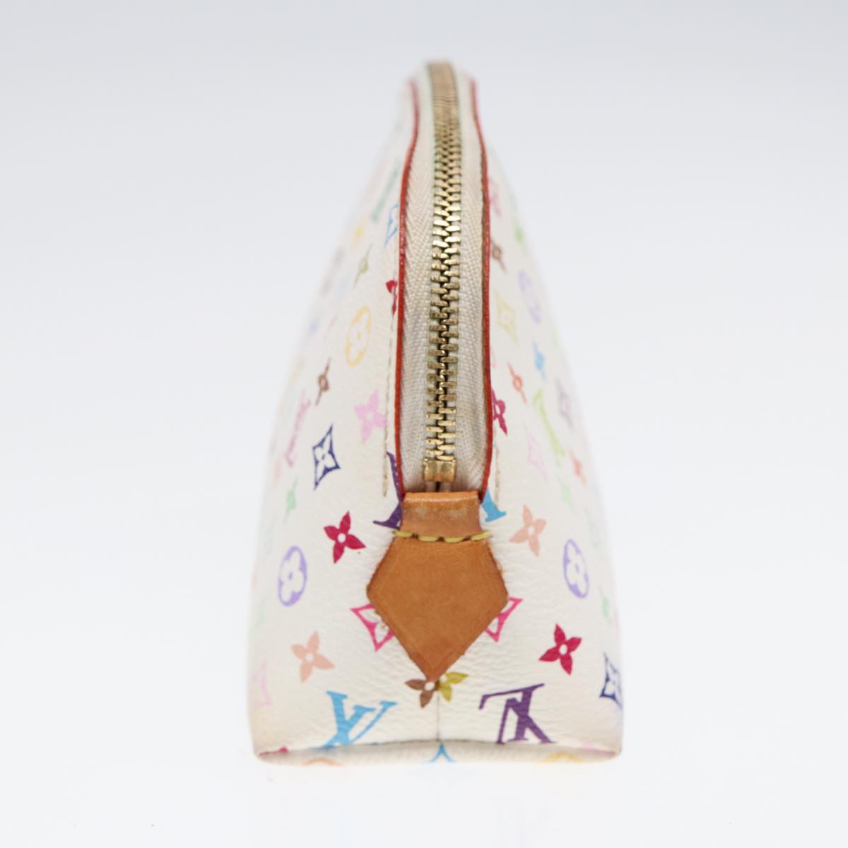 LOUIS VUITTON Multicolor Pochette Cosmetic PM Pouch White M47354 LV Auth 87359