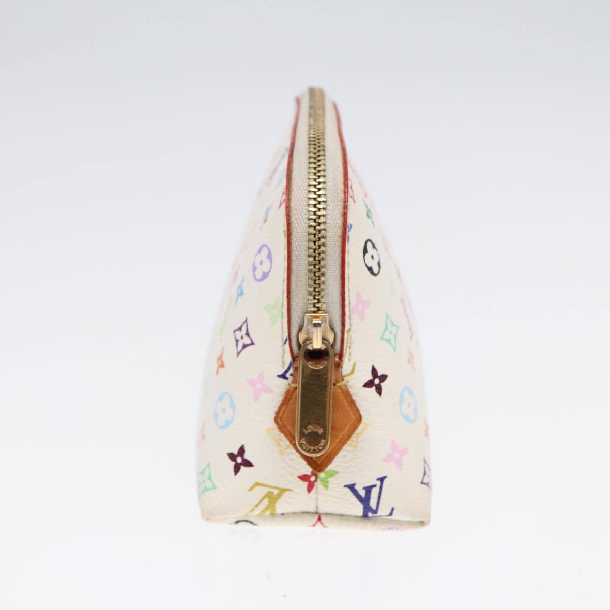 LOUIS VUITTON Multicolor Pochette Cosmetic PM Pouch White M47354 LV Auth 87359