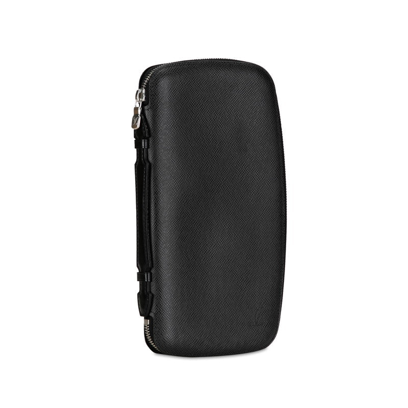 Louis Vuitton Taiga Organizer Atoll Roundfasner Long Wallet M30652 Black Leather Mens LOUIS VUITTON