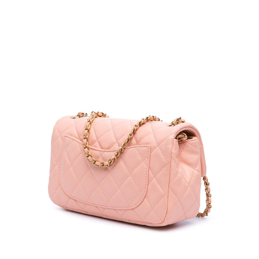 Pink Chanel Mini Rectangular Lambskin Pearl Crush Flap Crossbody Bag